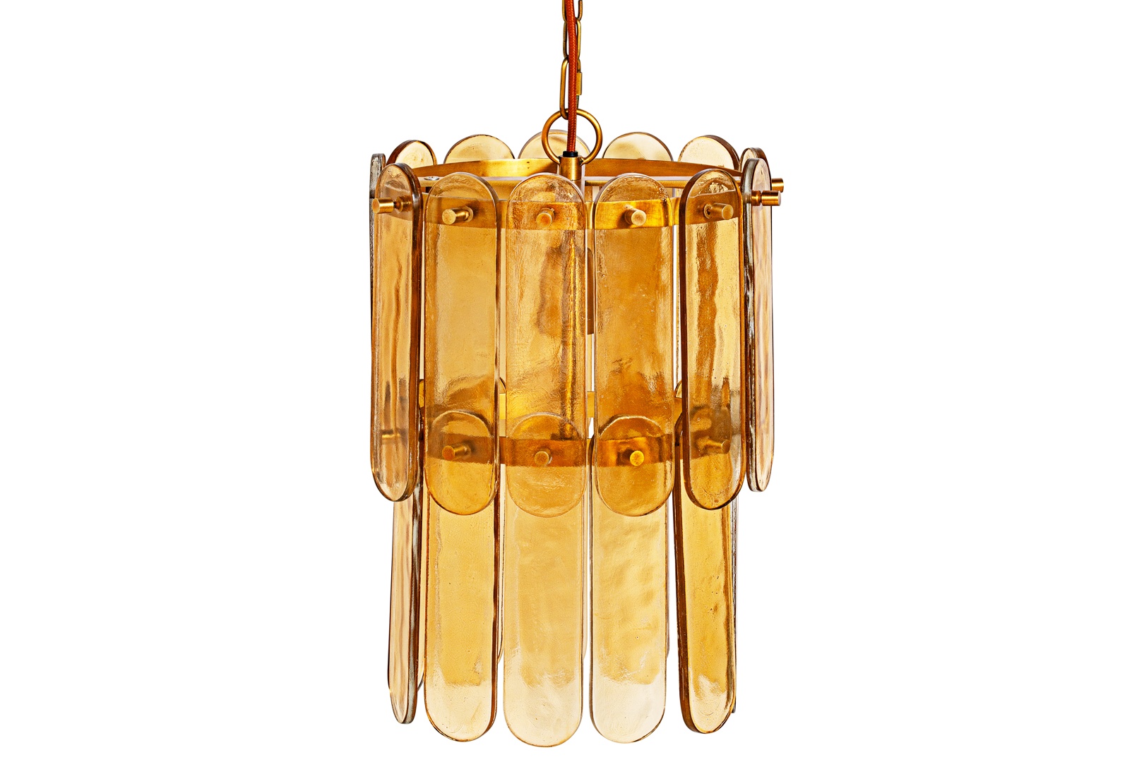 Itan Recycled Glass Tiered Pendant Amber