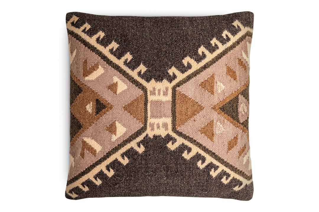 Shukhi Wool & Cotton Cushion Cover Black & Brown
