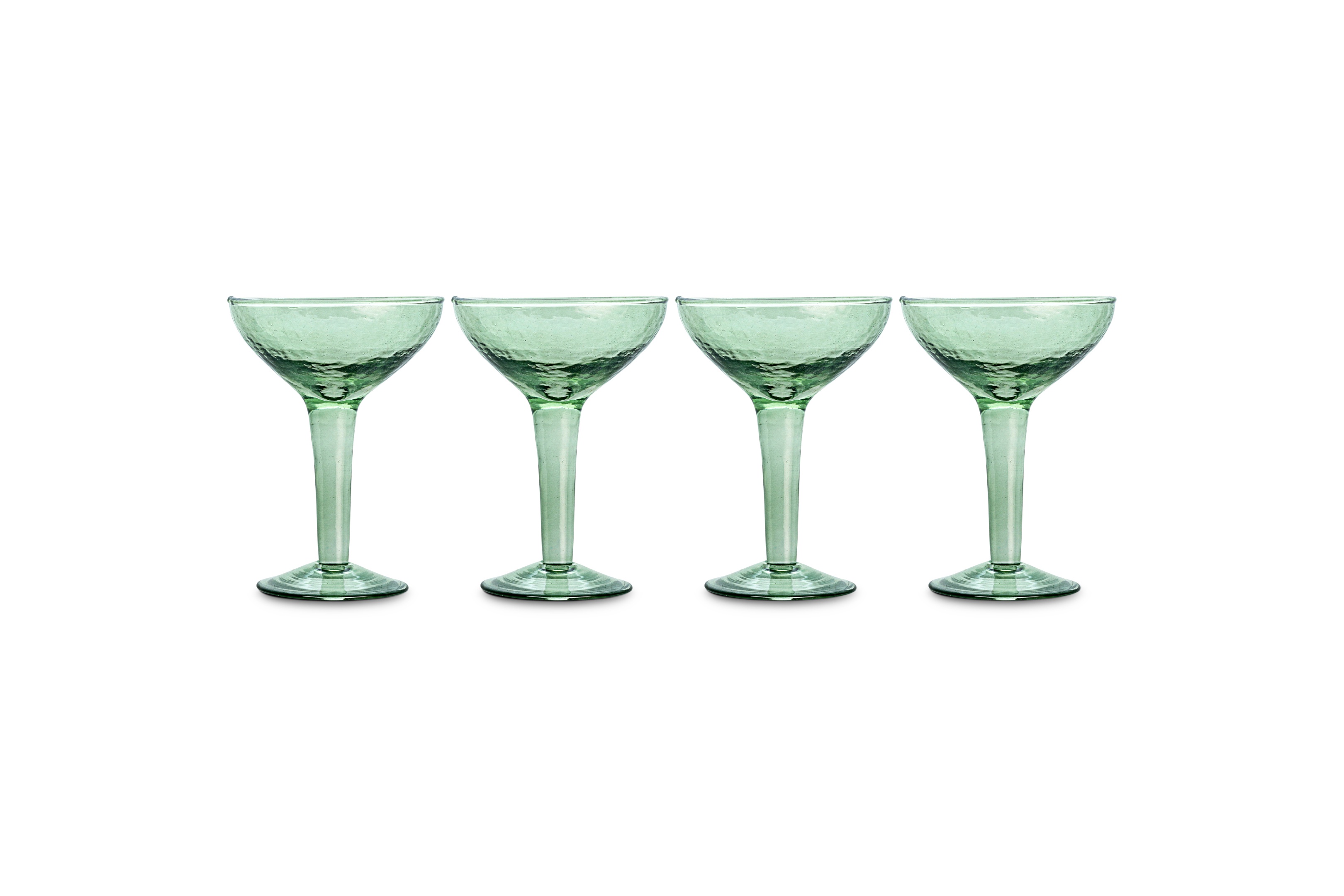 Yala Hammered Champagne Coupe Sage Green Set of 4