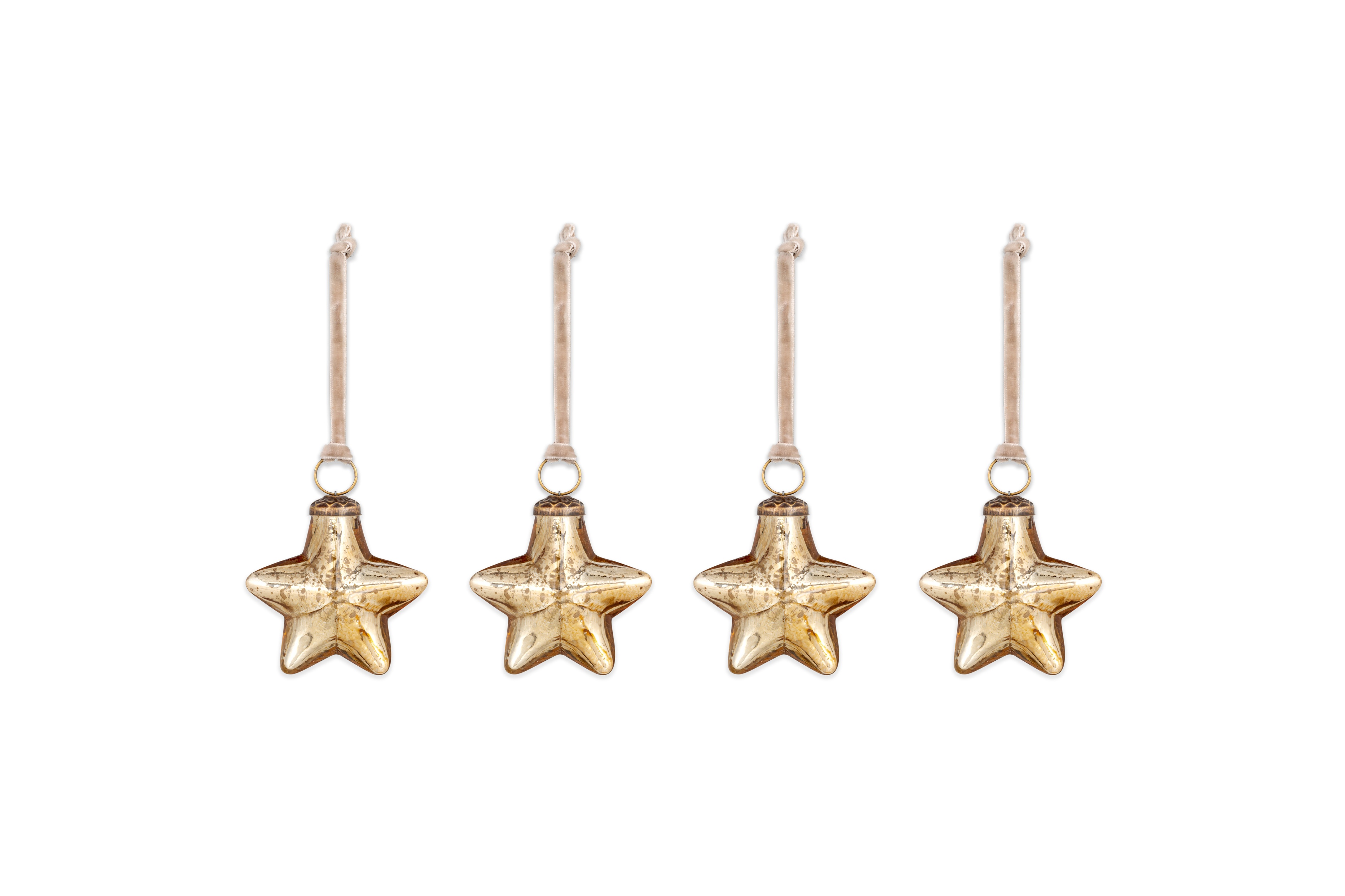 Sardi Star Baubles In Gold £28 Set Of 4