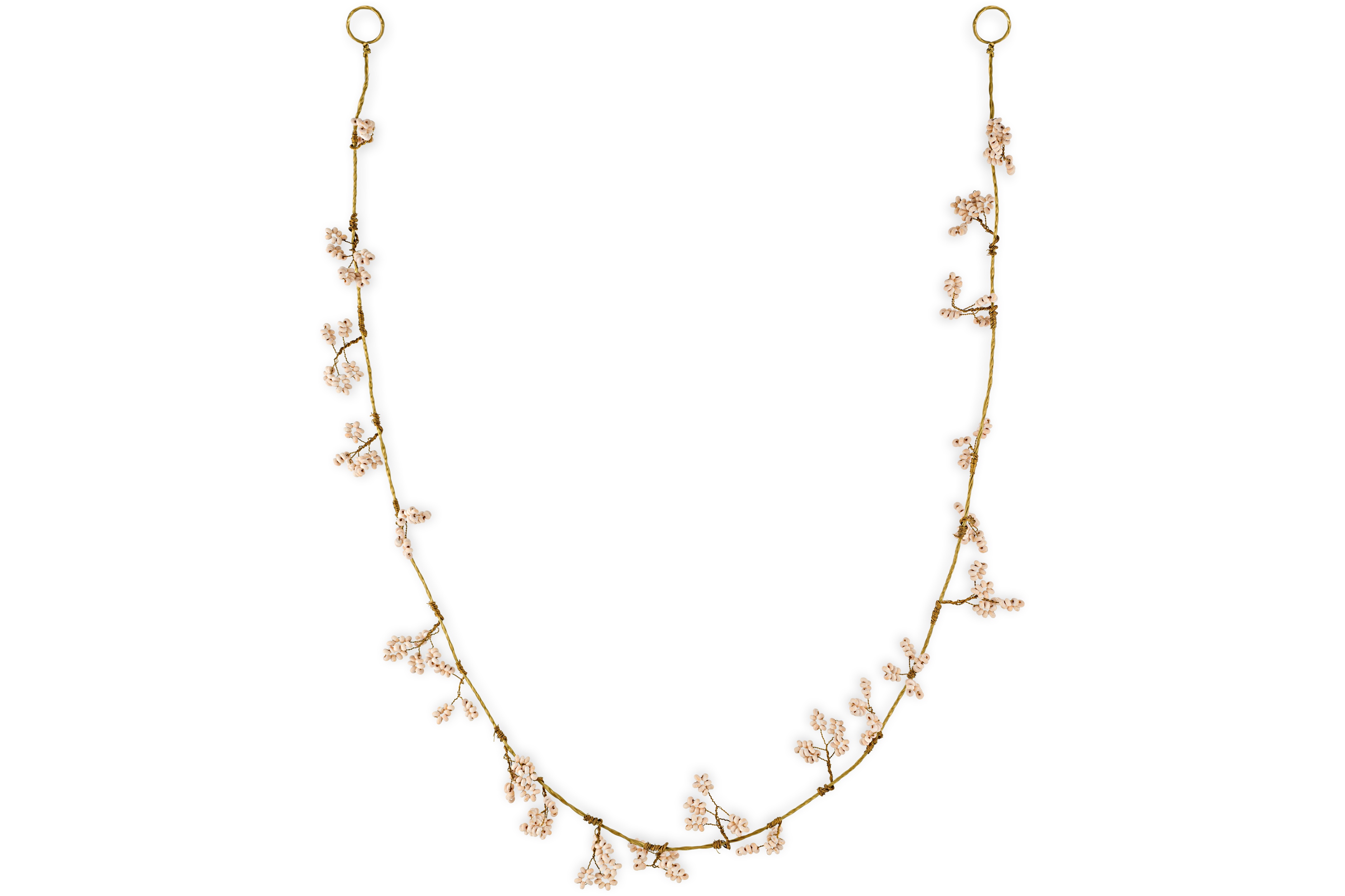 Tanu Mango Wood Beaded Garland In Brass & Natural