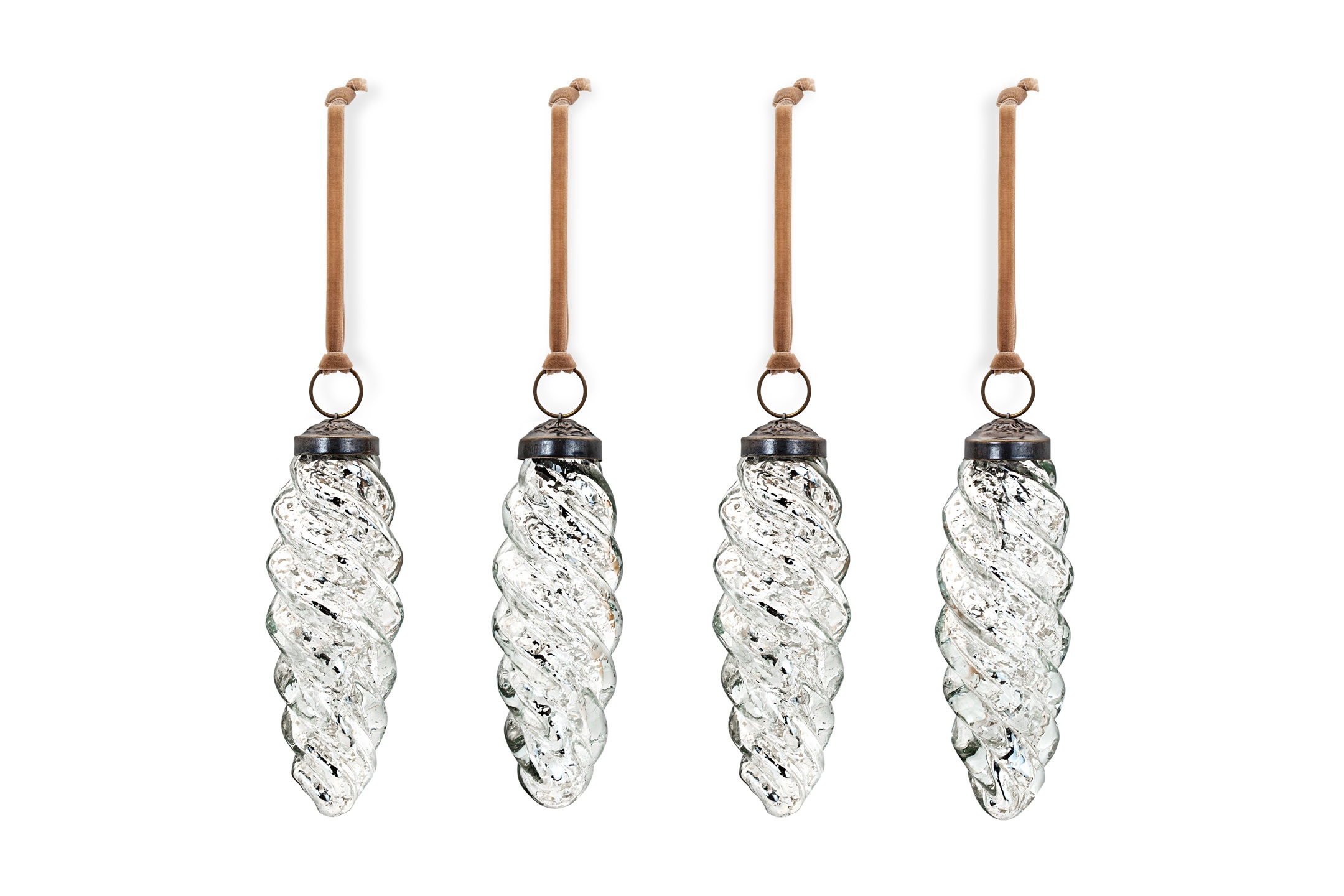 Athardi Drop Bauble in Antique Silver Set of 4