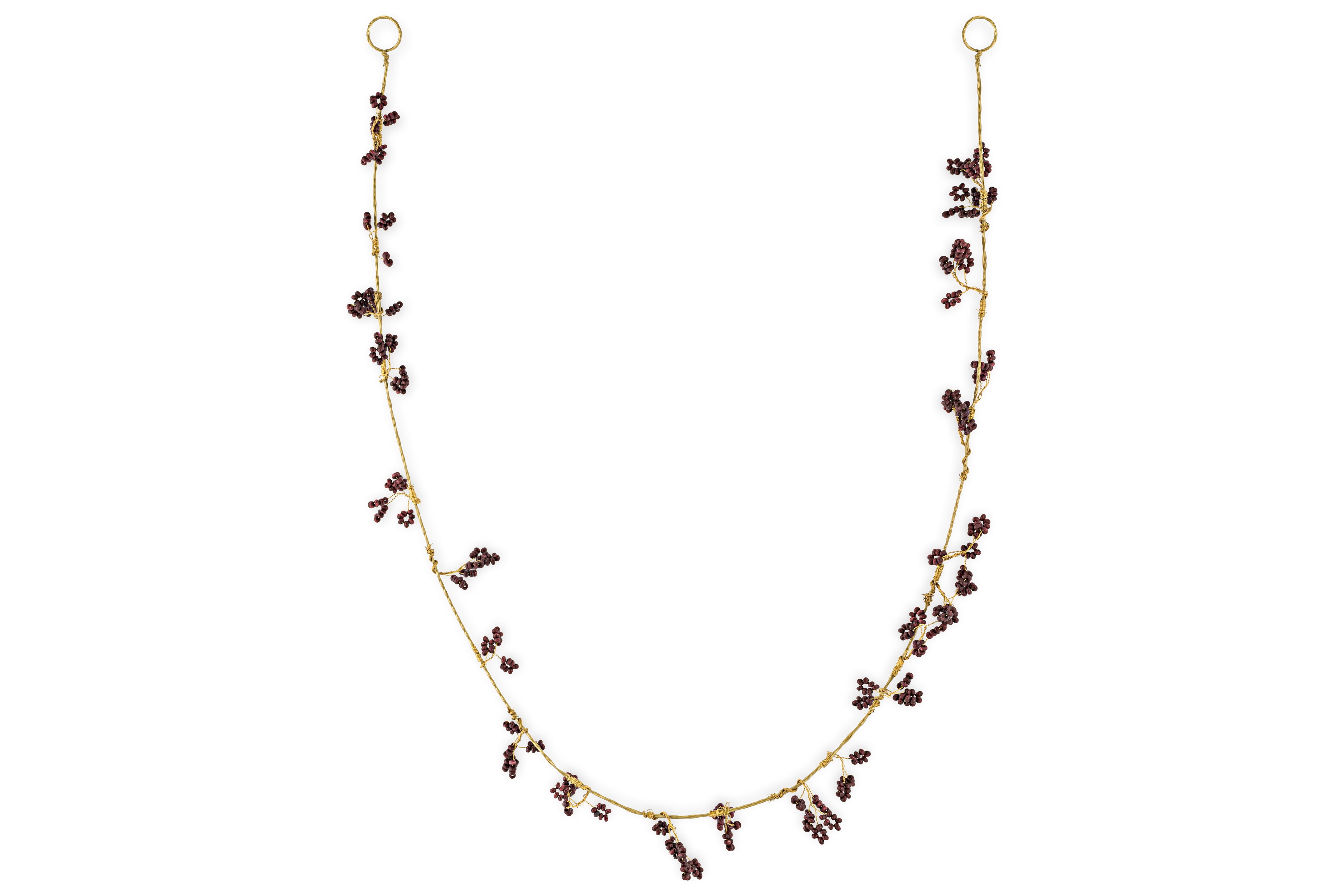 Tanu Mango Wood Beaded Garland Brass & Ruby