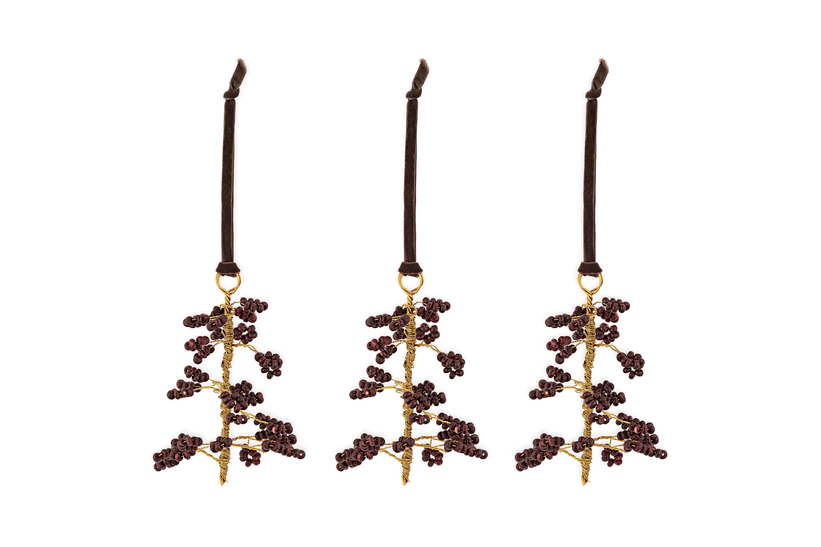 Tanu Mango Wood Beaded Baubles Set Of 3