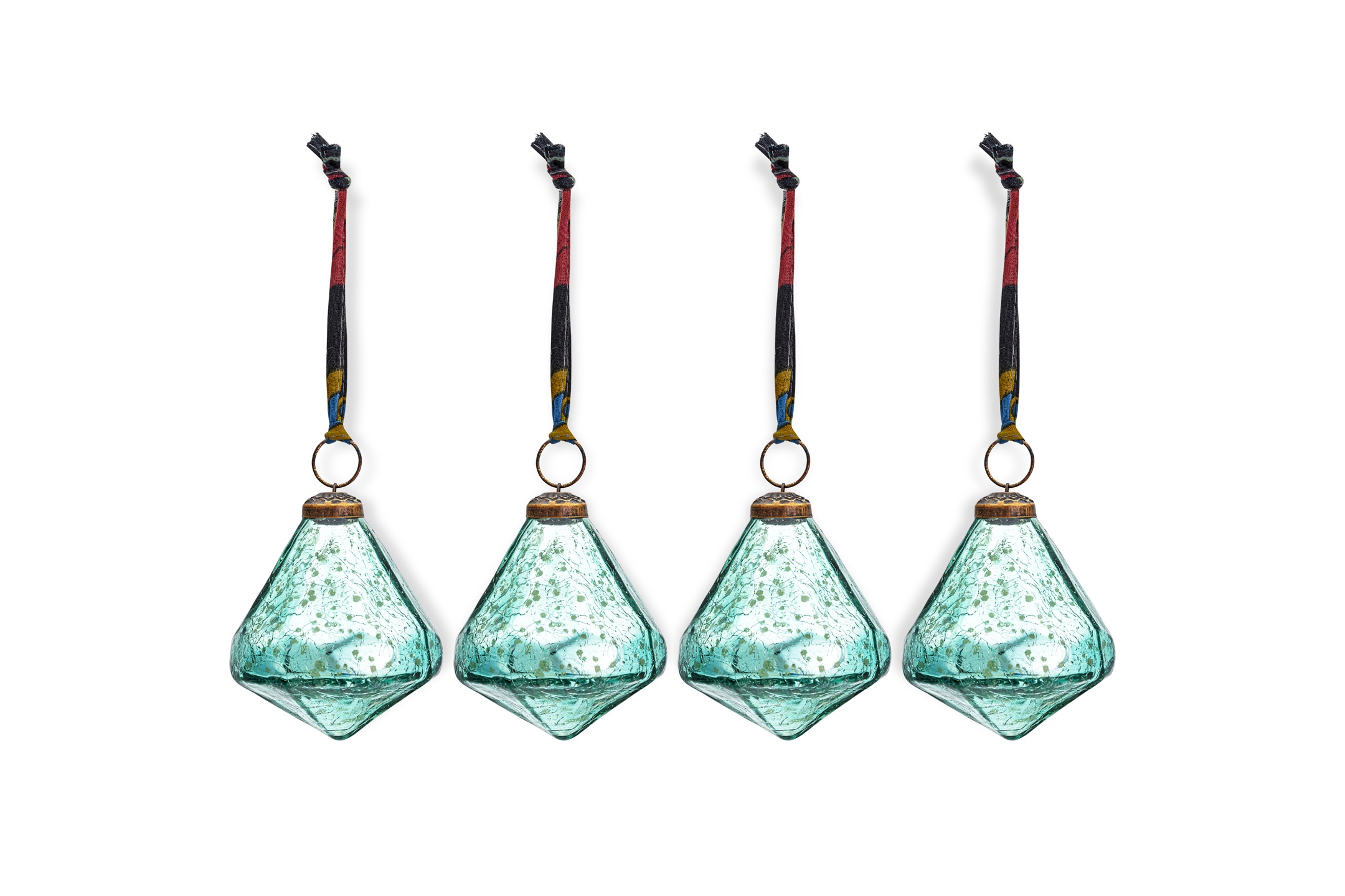 Tamti Baubles in Teal Crackle Set of 4