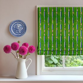 Luxury green and blue striped furnishing velvet fabric