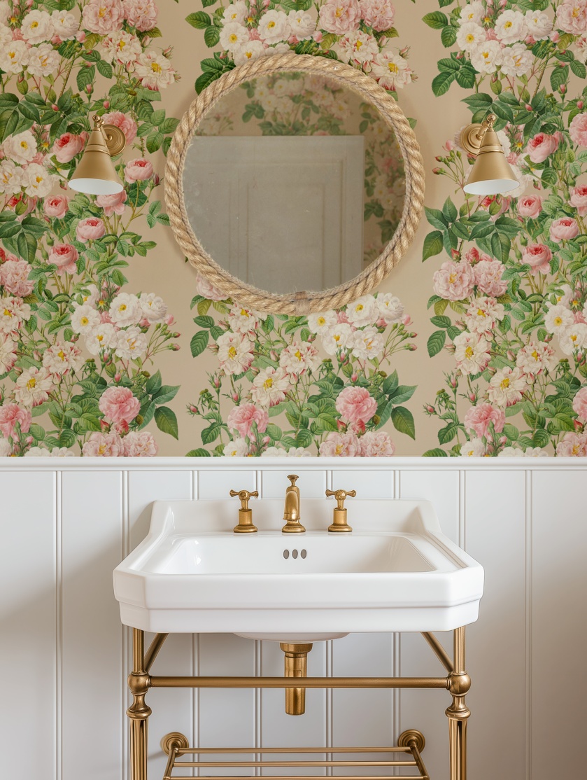 Jardin de Roses Wallpaper (Parchment)