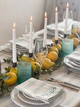 Light Blue Stripe Tablecloth