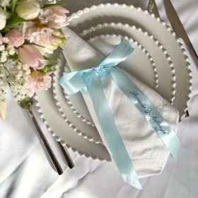 Personalised Satin Ribbon Bow - Baby Blue