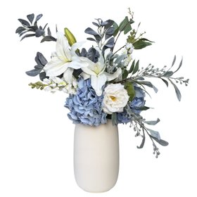 Born In December - Artificial Turquoise Flower Bouquet & Vase Set