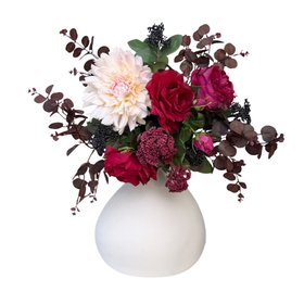Born In January - Artificial Garnet Flower Bouquet & Vase Set