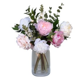 Born In October - Artificial Opal Rose Flower Bouquet & Vase Set