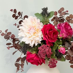 Born In January - Artificial Garnet Flower Bouquet & Vase Set