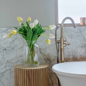 Artificial White & Yellow Tulip Arrangement