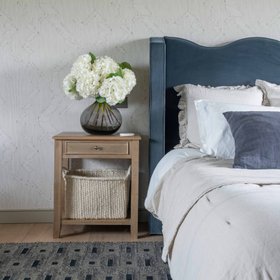 White Hydrangea Bouquet & Smoky Grey Bulb Vase Set