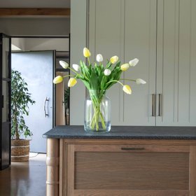 Artificial White & Yellow Tulip Arrangement