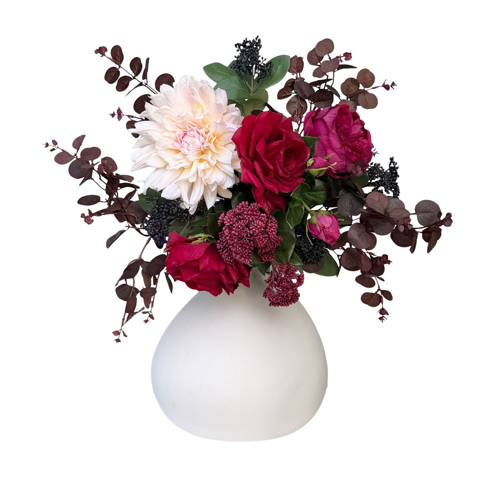 Born In January - Artificial Garnet Flower Bouquet & Vase Set