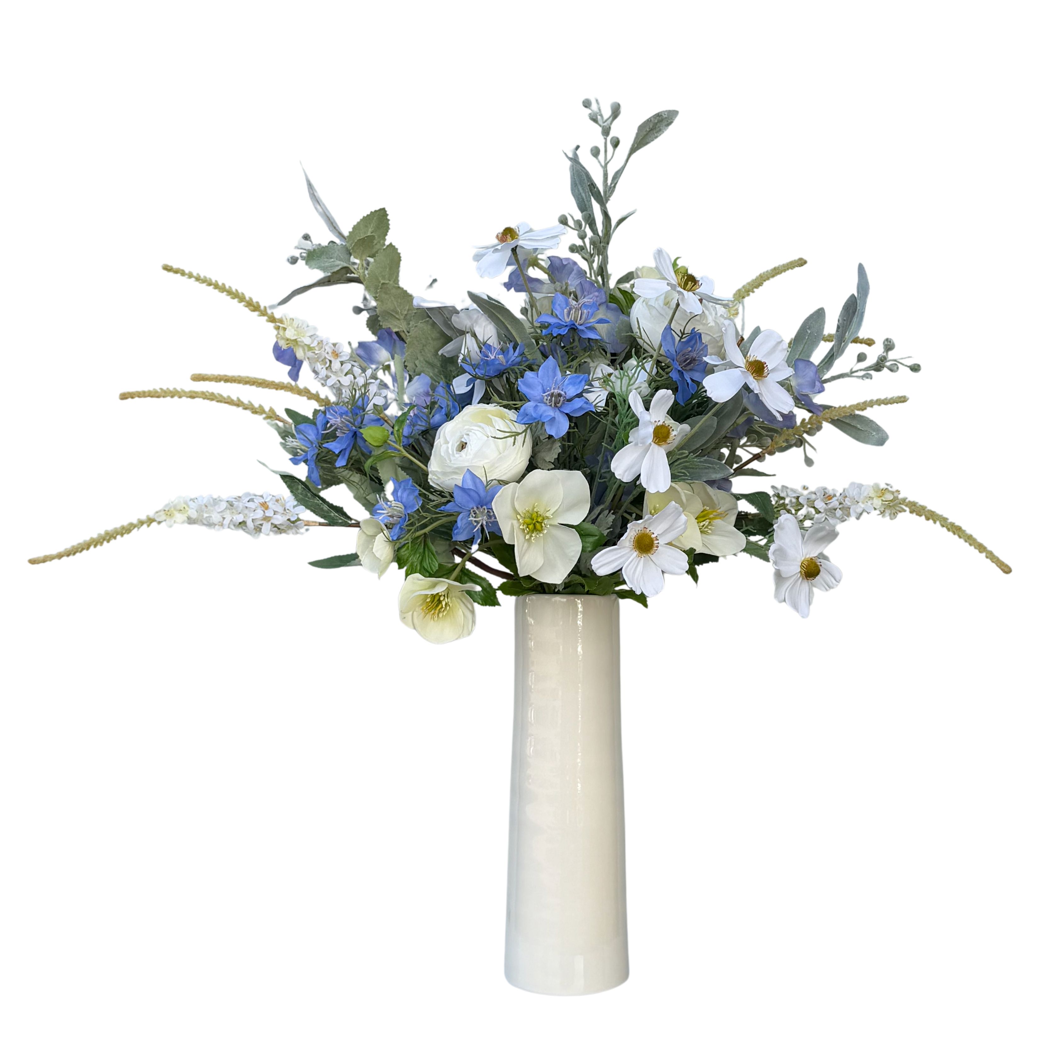Born In March - Artificial Aquamarine Flower Bouquet & Vase Set