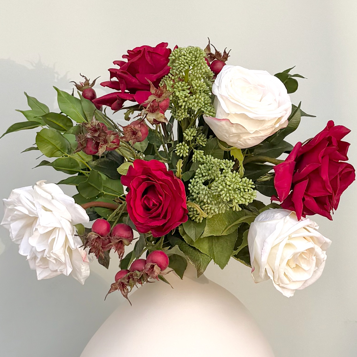 Born in July - Artificial Ruby Flower Bouquet & Vase Set