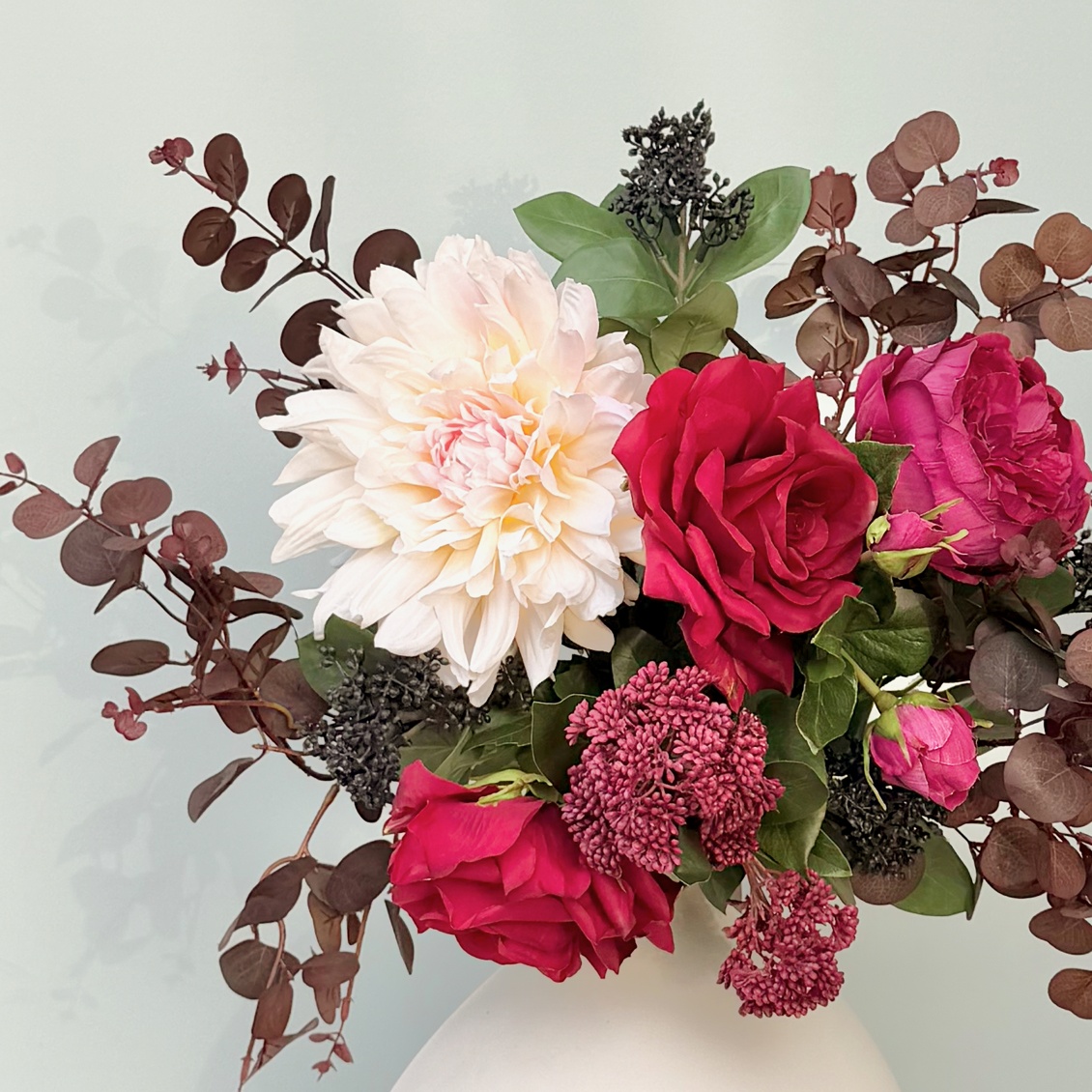 Born In January - Artificial Garnet Flower Bouquet & Vase Set