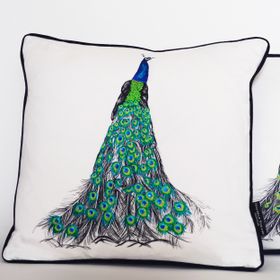 Payne The Peacock Hand Embroidered And Sequined Cushion by Susannah Weiland