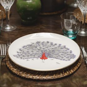 Peacock Bone China Plate by Susannah Weiland Collections