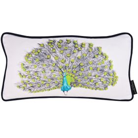 Peacock Hand Embroidered Cushion - Parker by Susannah Weiland Collections