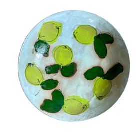 Large Bowl Lime And Leaf On Chun by Judy Caplin Ceramics