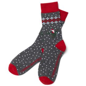 Santa In A Spitfire Grey Fairisle Socks