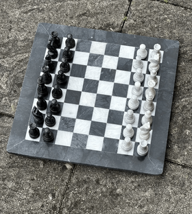 Handmade Vintage Marble Chess Set 15 Inches - Black and White Onyx