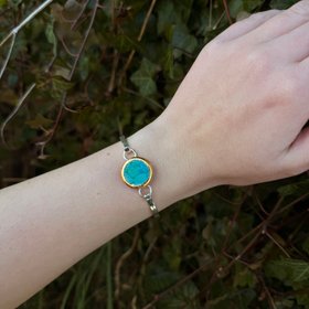 Handmade Emerald Turquoise Lagoon Silver Plated Bangle