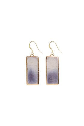 Handmade Ceramic Smoky Purple Dusk Gold Fill Drop Earrings