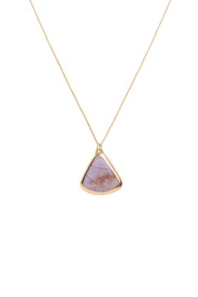 Handmade Teardrop Pendant Ceramic, Pink Glass and Gold