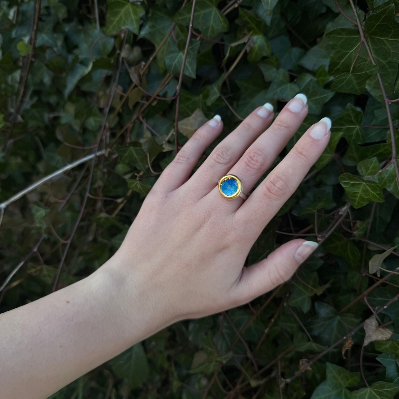 Turquoise Blue Lagoon Handmade Ceramic Adjustable Ring