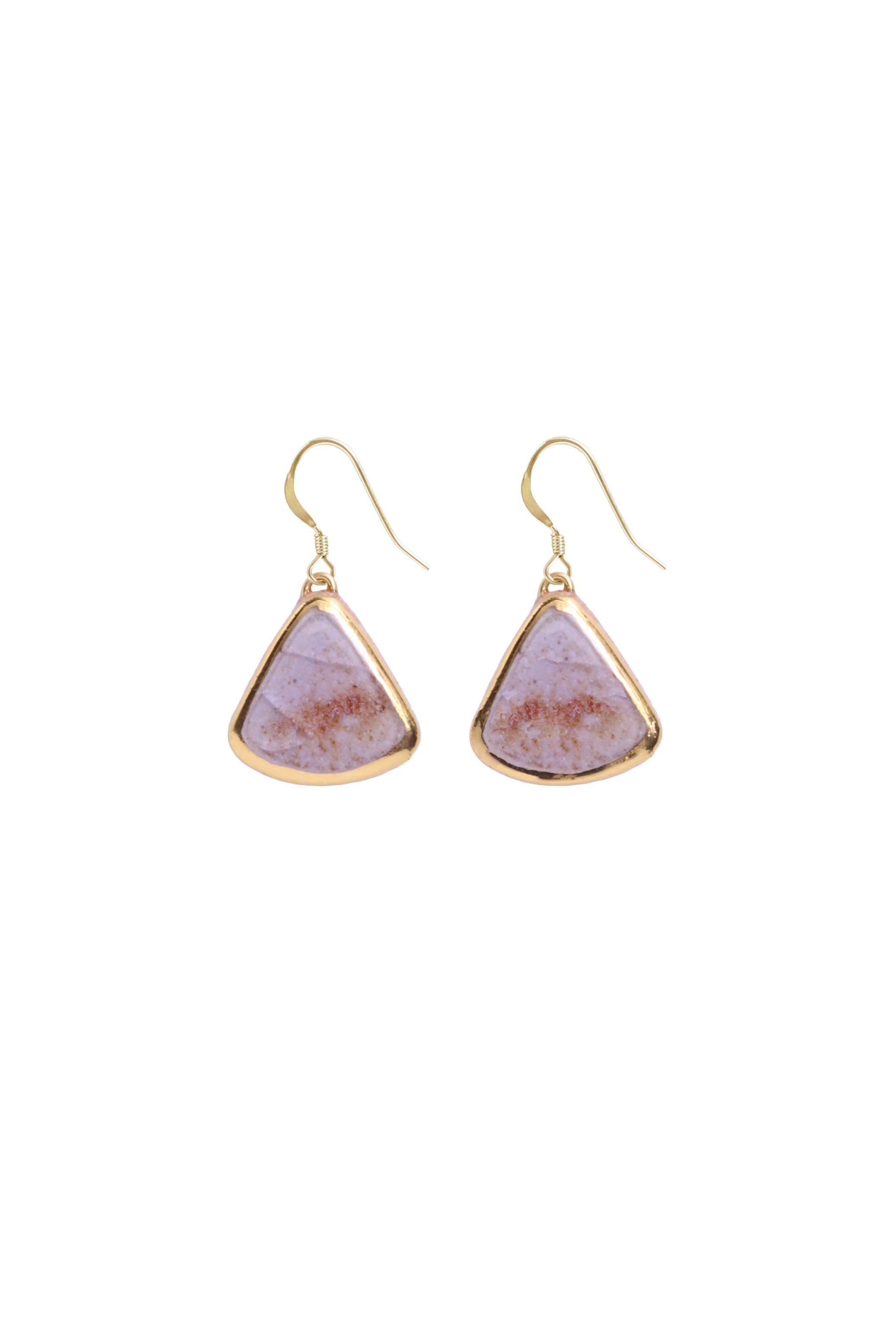 Handmade Teardrop Soft Pink and Gold Earrings Dawn