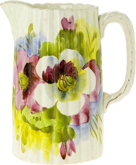 Antique fluted hand painted floral jug
