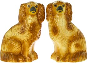 Antique pair of Staffordshire mantle dogs