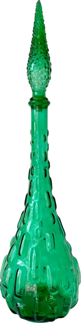 Italian Empoli Hand Blown Green glass decanter from Vintage Pieces