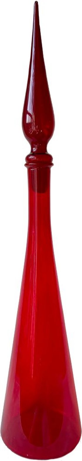 Italian Empoli Hand Blown Raspberry glass decanter from Vintage Pieces