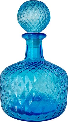 Empoli Hand Blown Turquoise glass decanter from Vintage Pieces