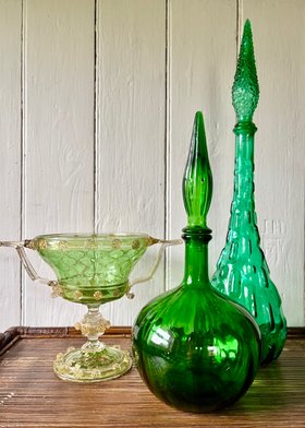 Empoli hand blown glass vessels by Vintage Pieces at Liberty London