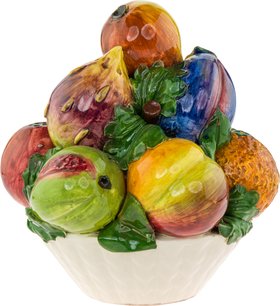 Italian majolica ceramic fruit basket