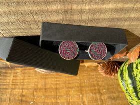 Burgundy & Green Herringbone Cufflinks