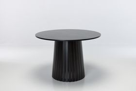 Stockholm 1.1m Round Dining Table with Slatted Pedestal Base - Black