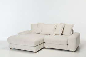 Eden 2 Piece Sectional Left Hand Chaise Corner Sofa - Luxe Textured Ecru Fabric