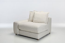 Eden Sectional Sofa Left Arm Seat Piece - Luxe Textured Ecru Fabric