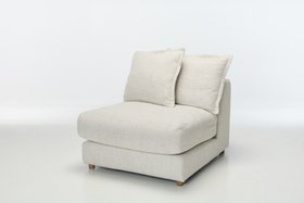 Eden Sectional Sofa Armless Seat Piece - Luxe Textured Ecru Fabric