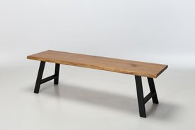 Alder 1.6m Live Edge Solid Oak Dining Bench with Black Legs