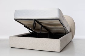 Isla Ottoman Bed with Storage, Cream Textured Chenille