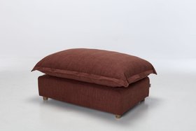 Aura Footstool, Berry Fine Weave Chenille